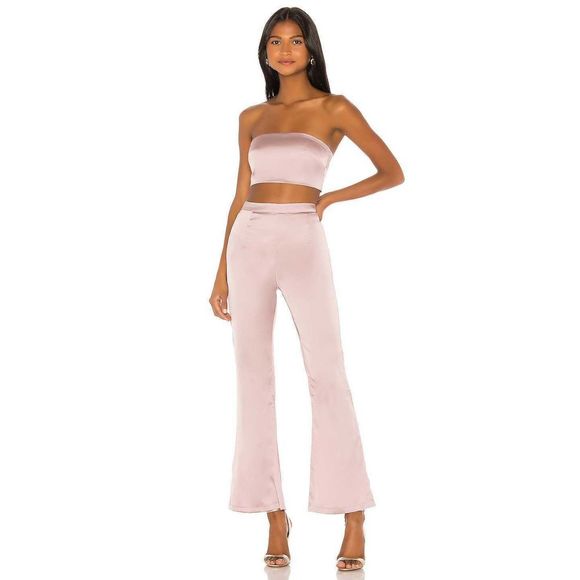 superdown Evelina Satin Two Piece Bandeau Pant Set - Picture 2 of 8